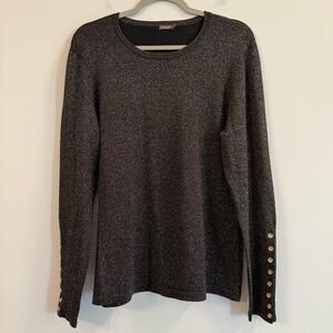 J. McLaughlin Charcoal Sweater with Gold Button Details